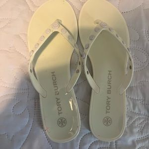 Tory Burch miller sandals size 8 ivory 
￼Flaws pictured 
Smoke free home